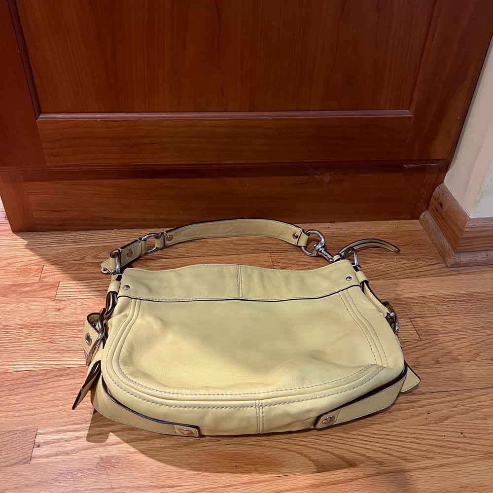 Coach Yellow Leather Shoulder Bag with Silver Hardware - Picture 9 of 11